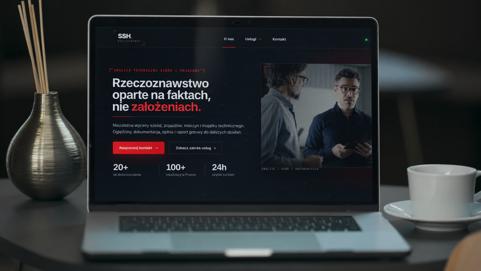 Strona SSH Rzeczoznawcy pokazana na ekranie laptopa